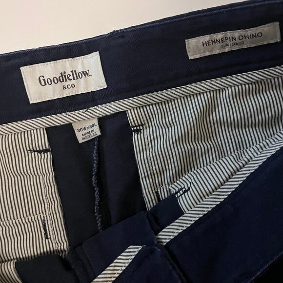 Goodfellow & Co Hennepin Chino Navy Blue Pants 30W x 32L - Picture 2 of 4